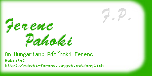 ferenc pahoki business card